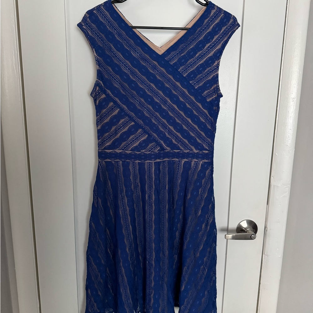 Harper Royal Blue Lace Dress with Nude Lining
